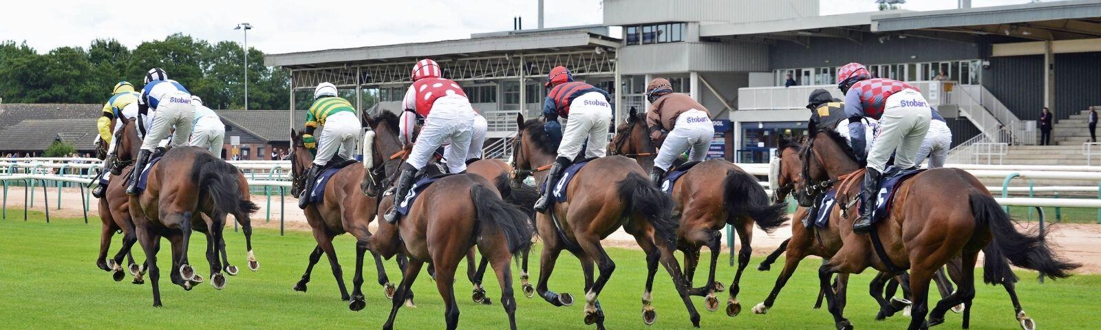 Horse racing behind closed doors at Southwell racecourse