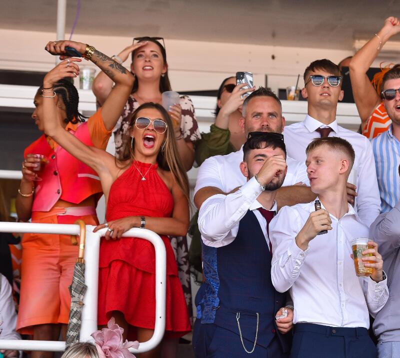 A group enjoying the racing at Southwell Races