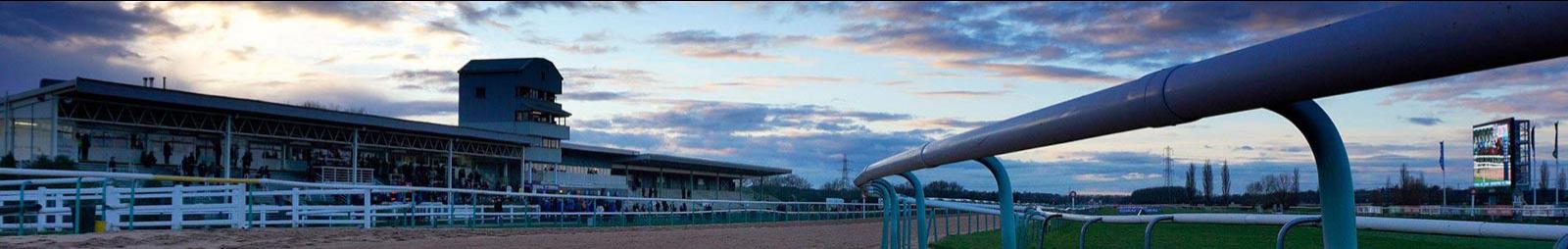Moody shot of Southwell Racecourse at dusk