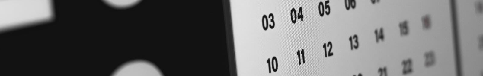 A close up of a calendar